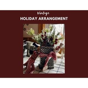 Vintage Cheese Grater Artificial Holiday Evergreen 4 Red Flower Coasters